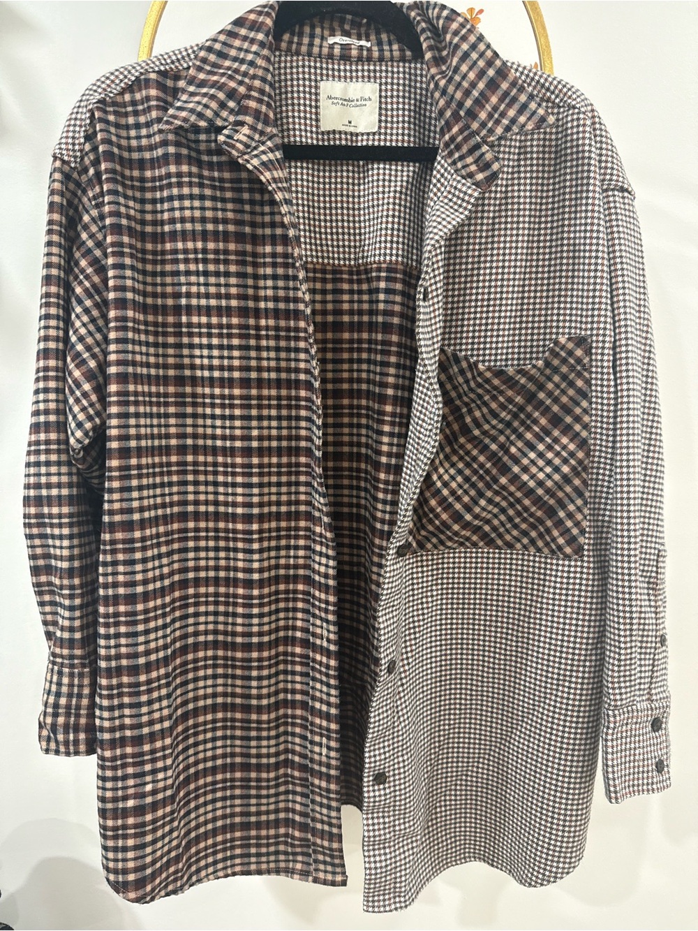 Abercrombie & Fitch Two-Tone Plaid Flannel in Brown and Black
